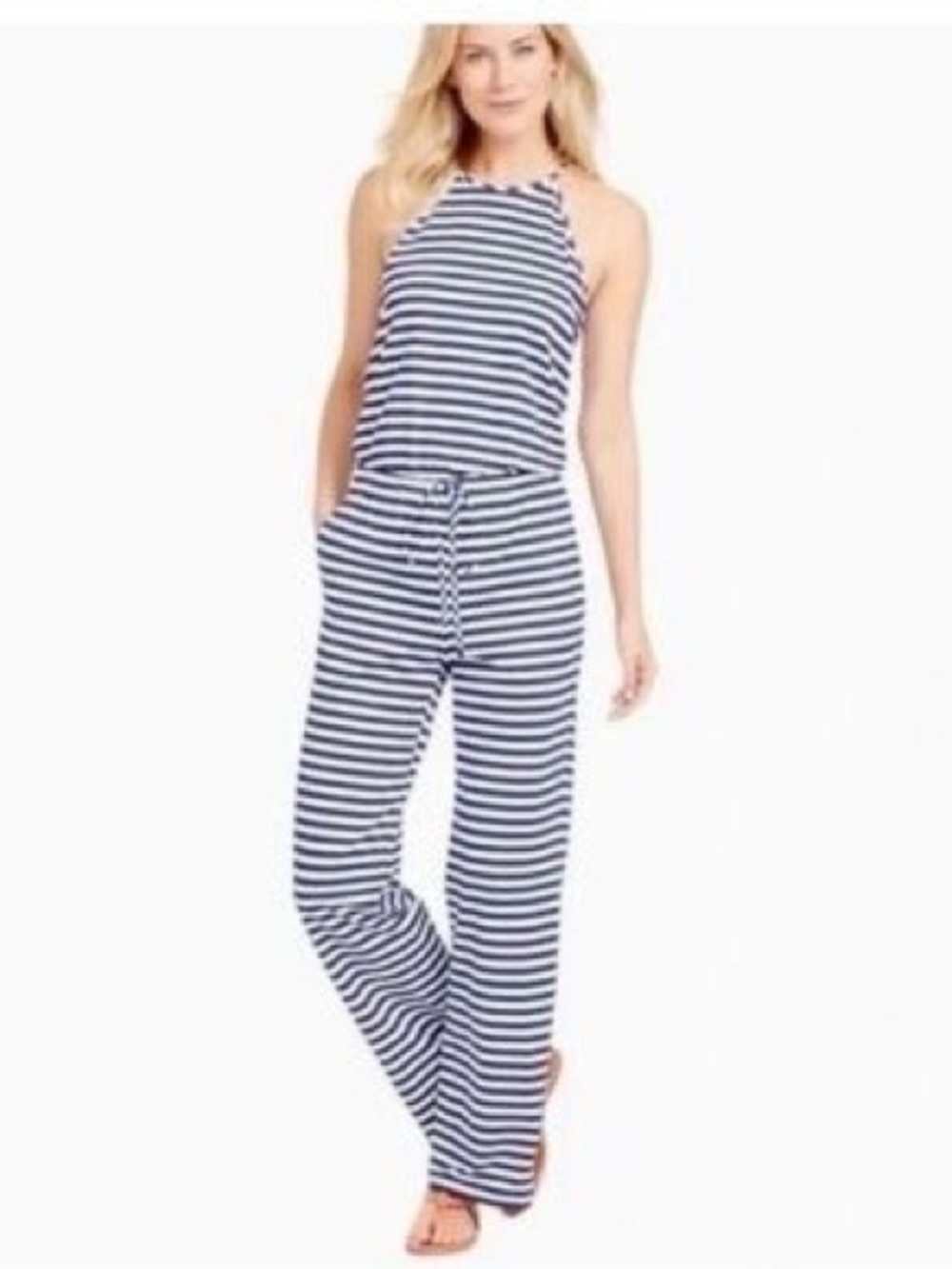 J. McLaughlin Navy and White Striped Jumpsuit 39892